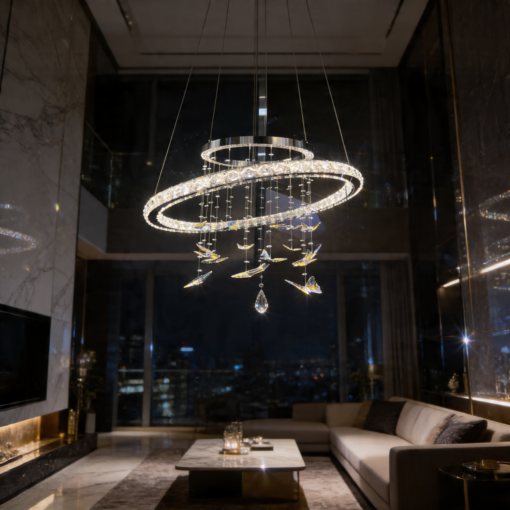 Celestia Crystal Ring Chandelier