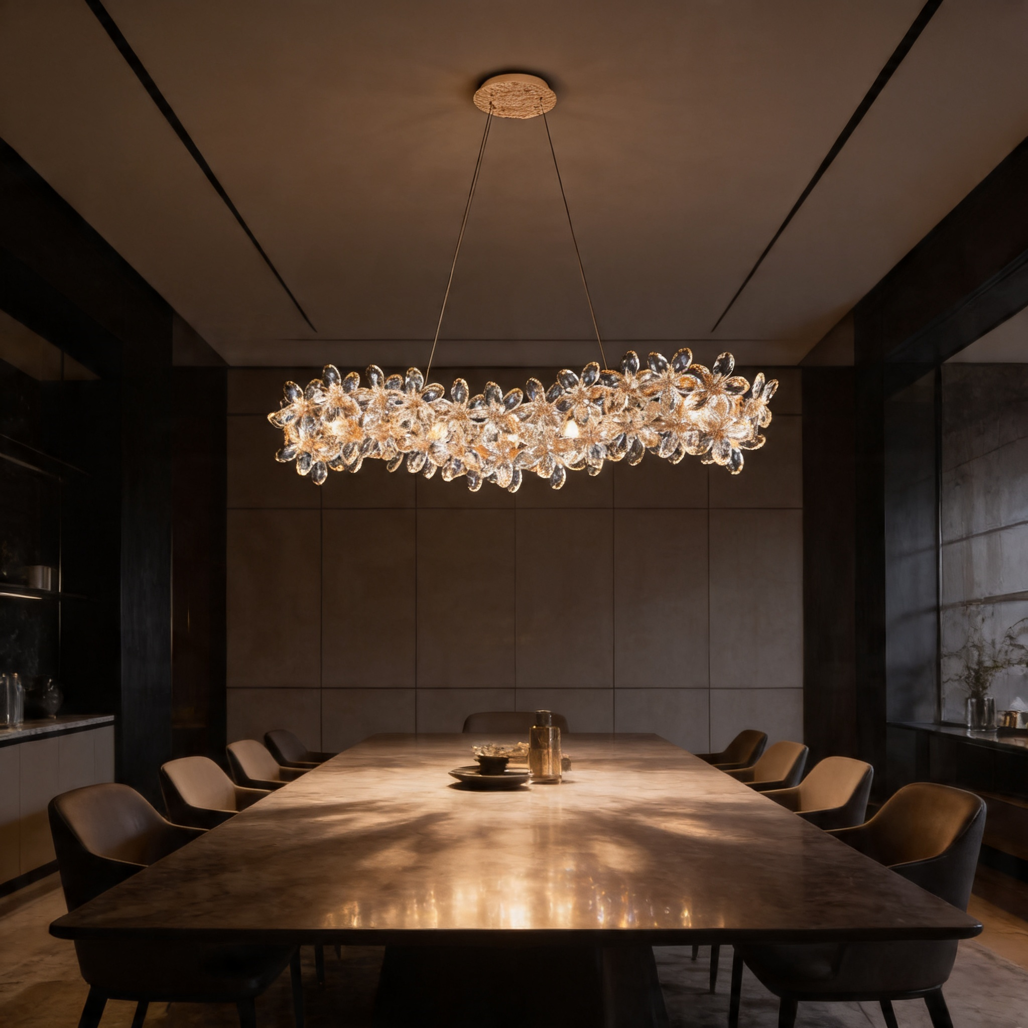 Flora Luxe Crystal Linear Chandelier