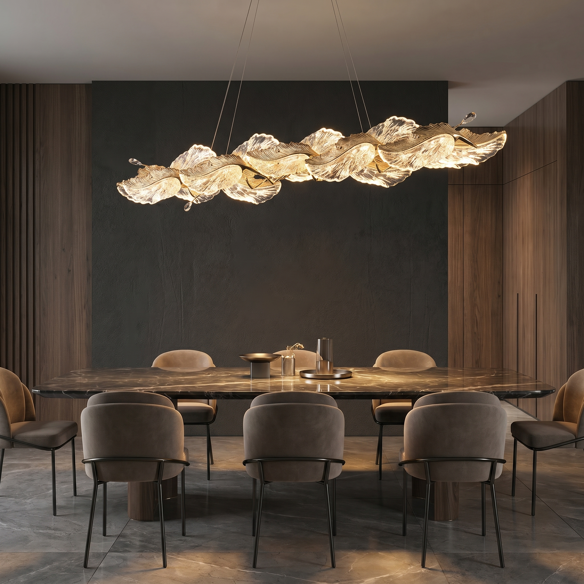Aurelia Leaf Luxe Linear Chandelier