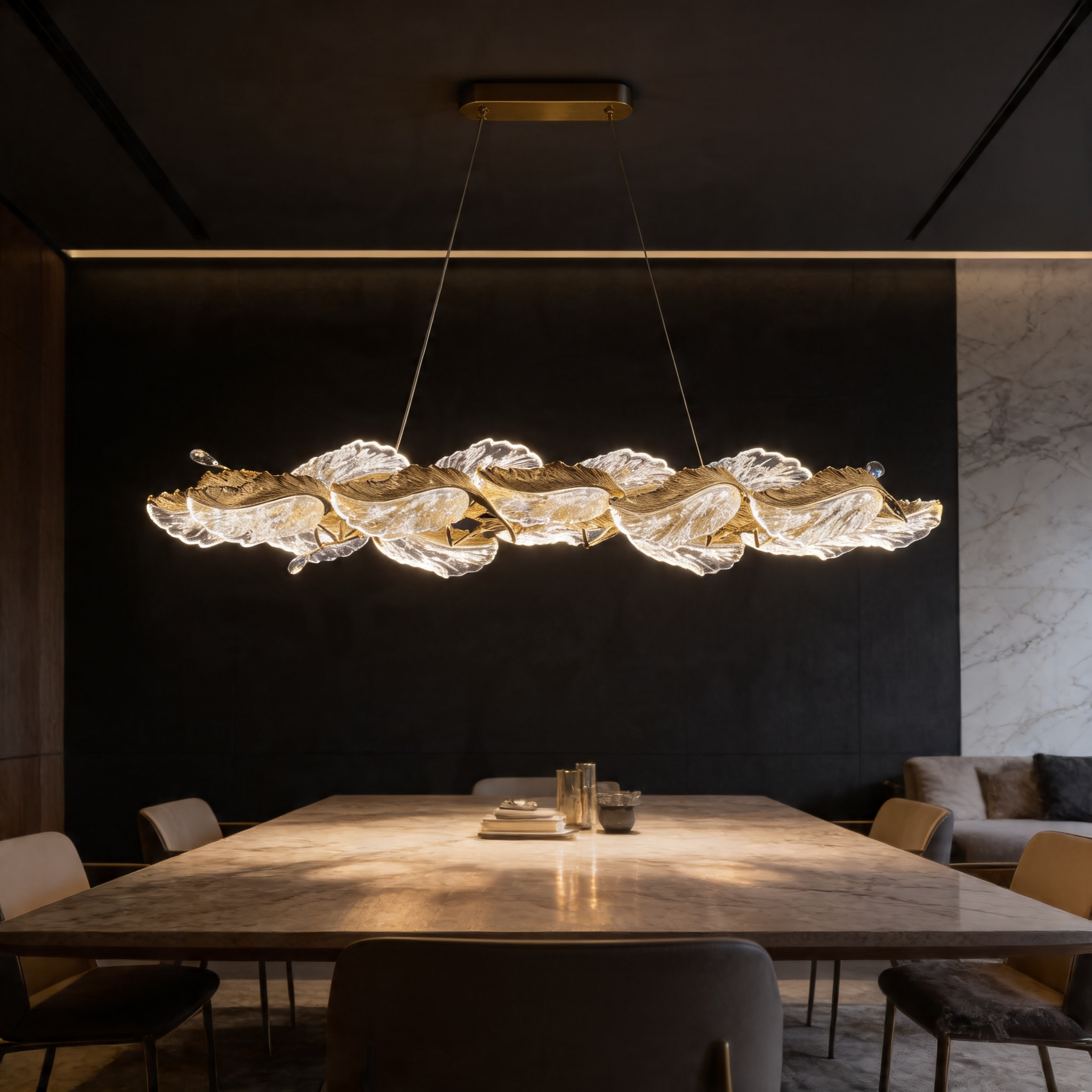 Aurelia Leaf Luxe Linear Chandelier