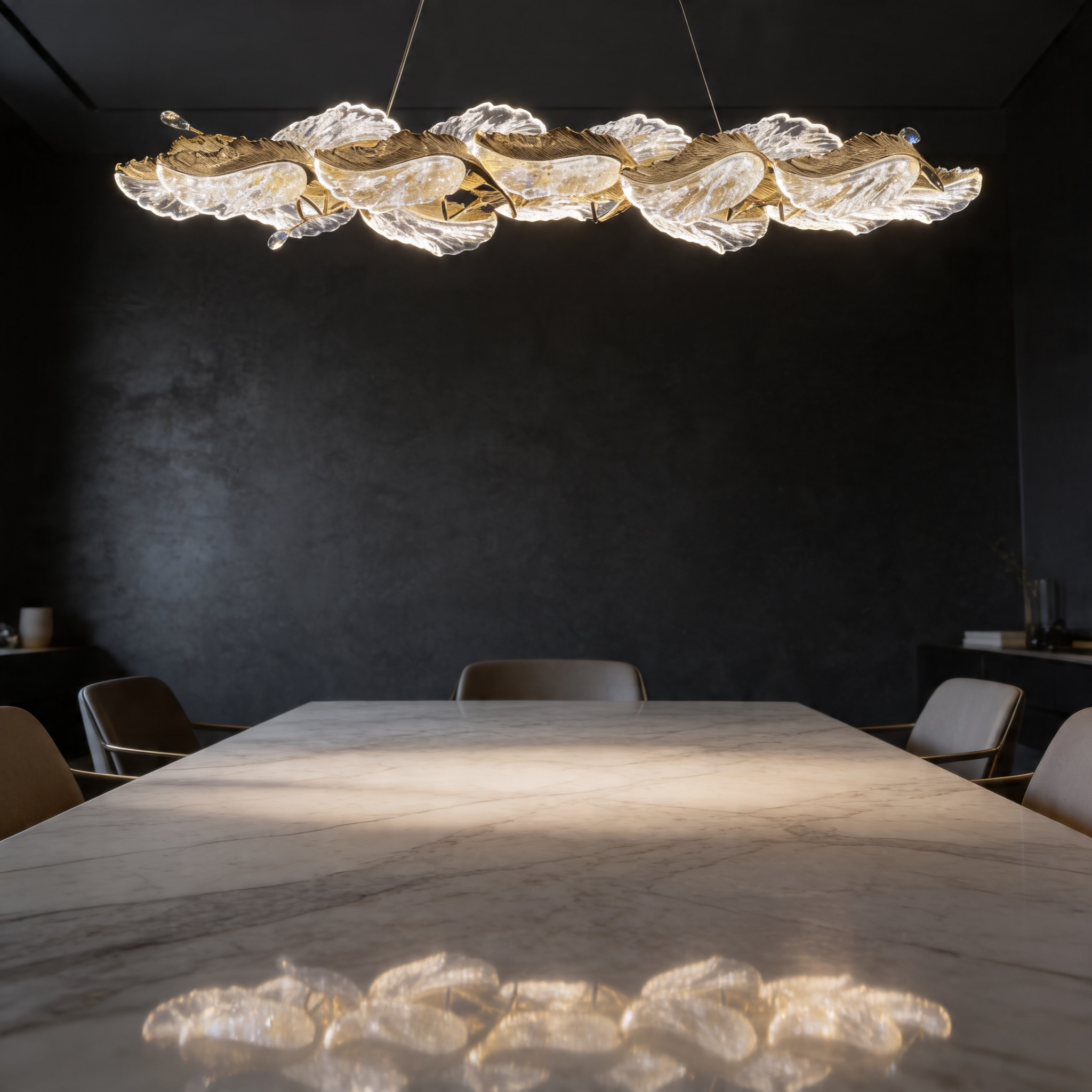 Aurelia Leaf Luxe Linear Chandelier