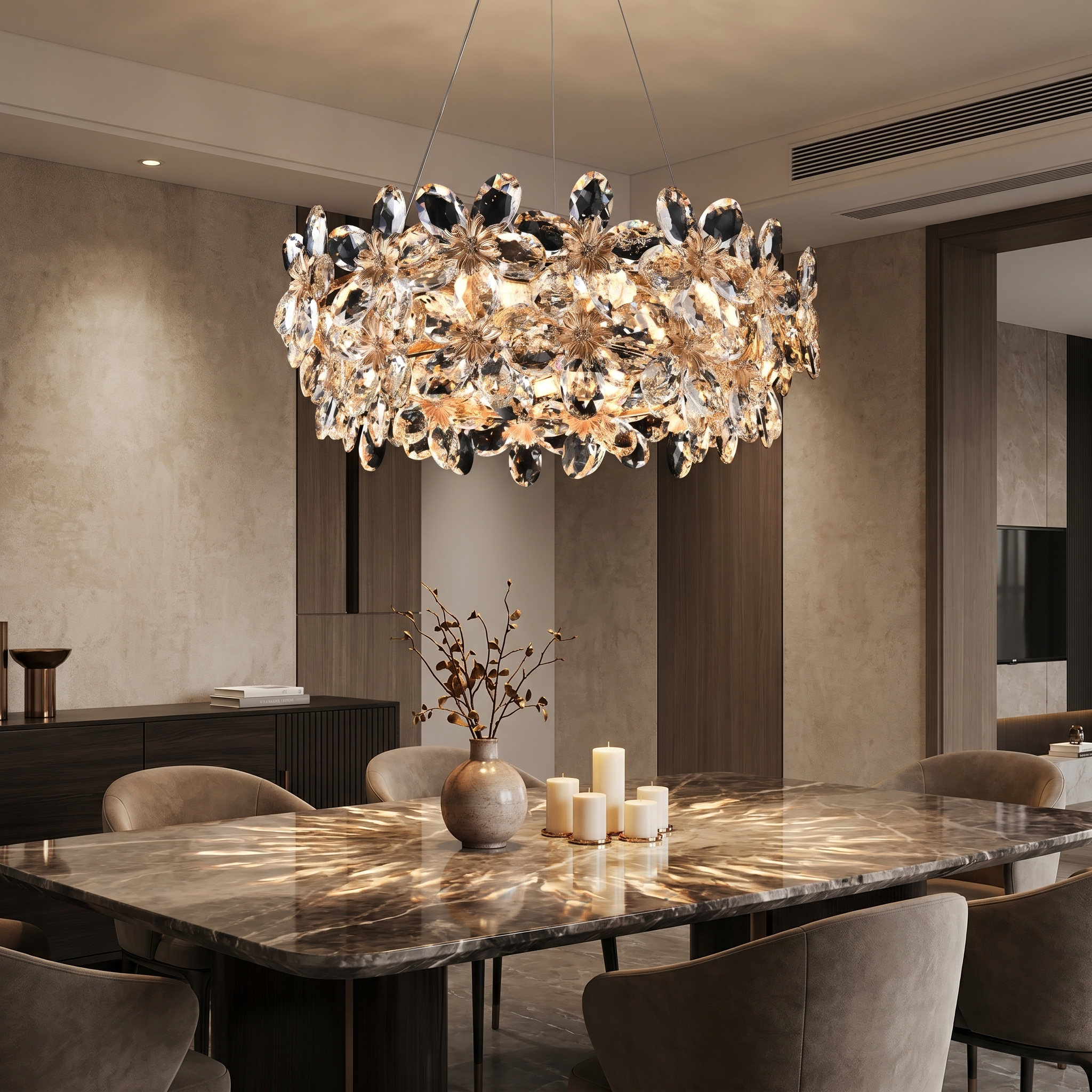 Flora Luxe Crystal Bloom Chandelier