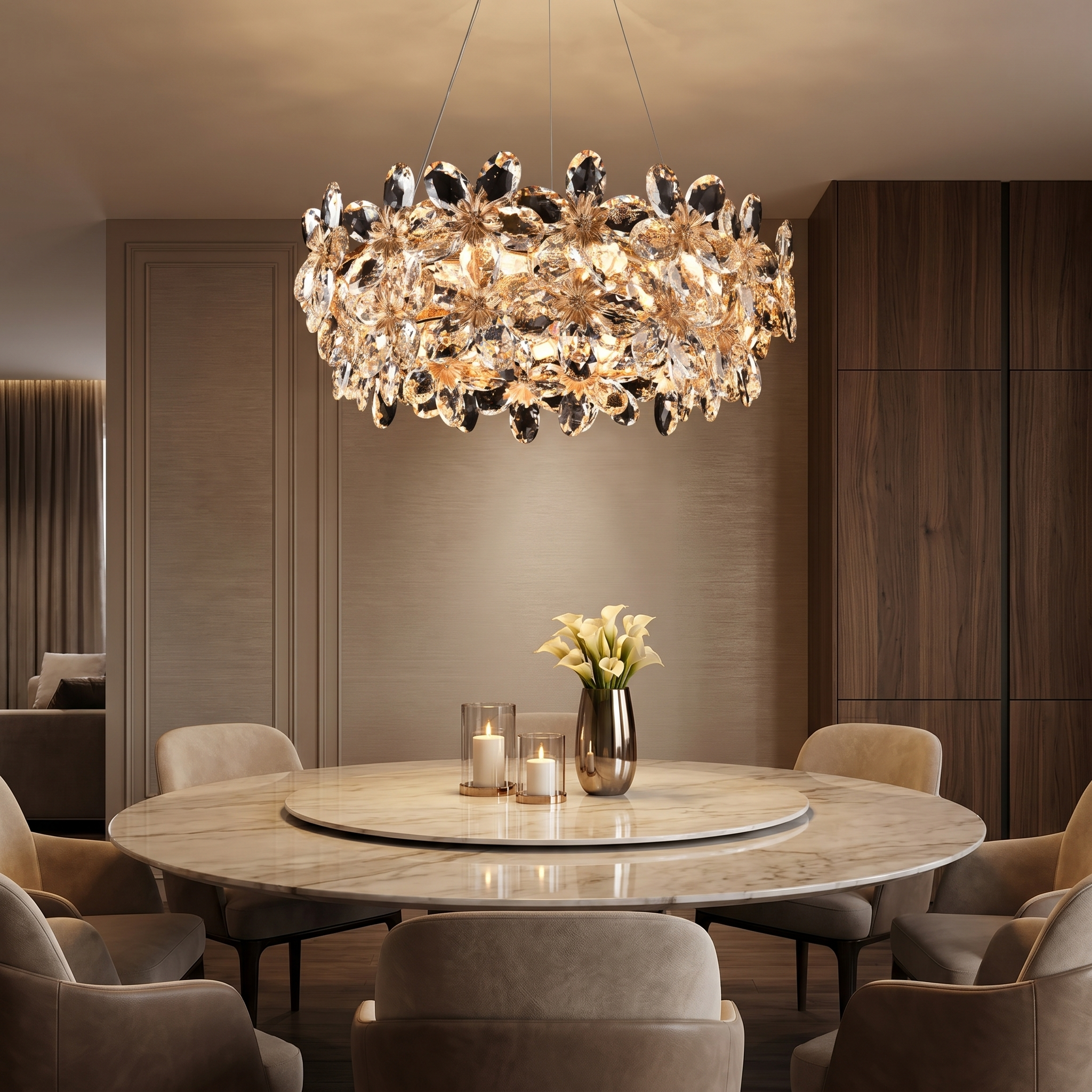 Flora Luxe Crystal Bloom Chandelier