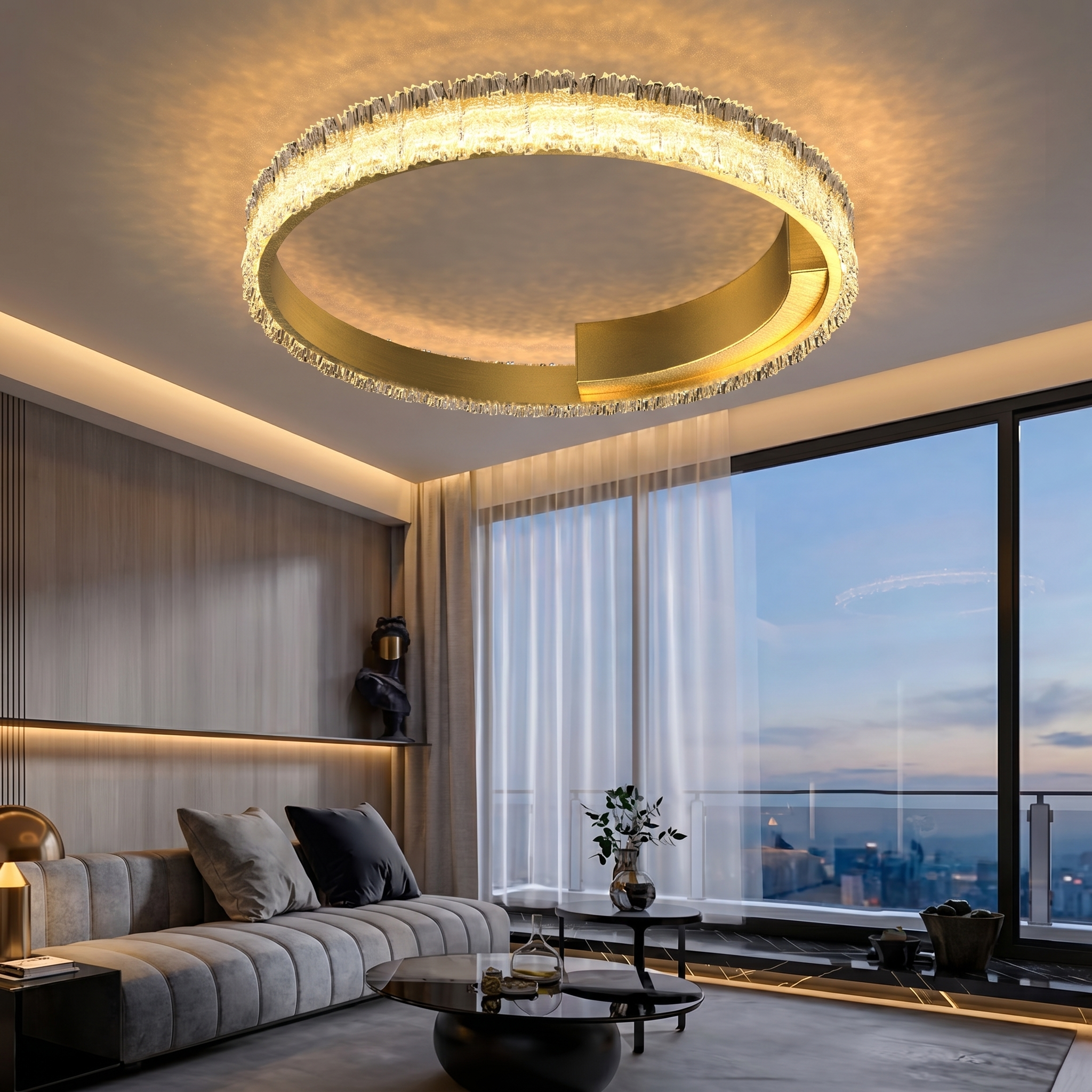 Aurora Halo Crystal Ceiling Light
