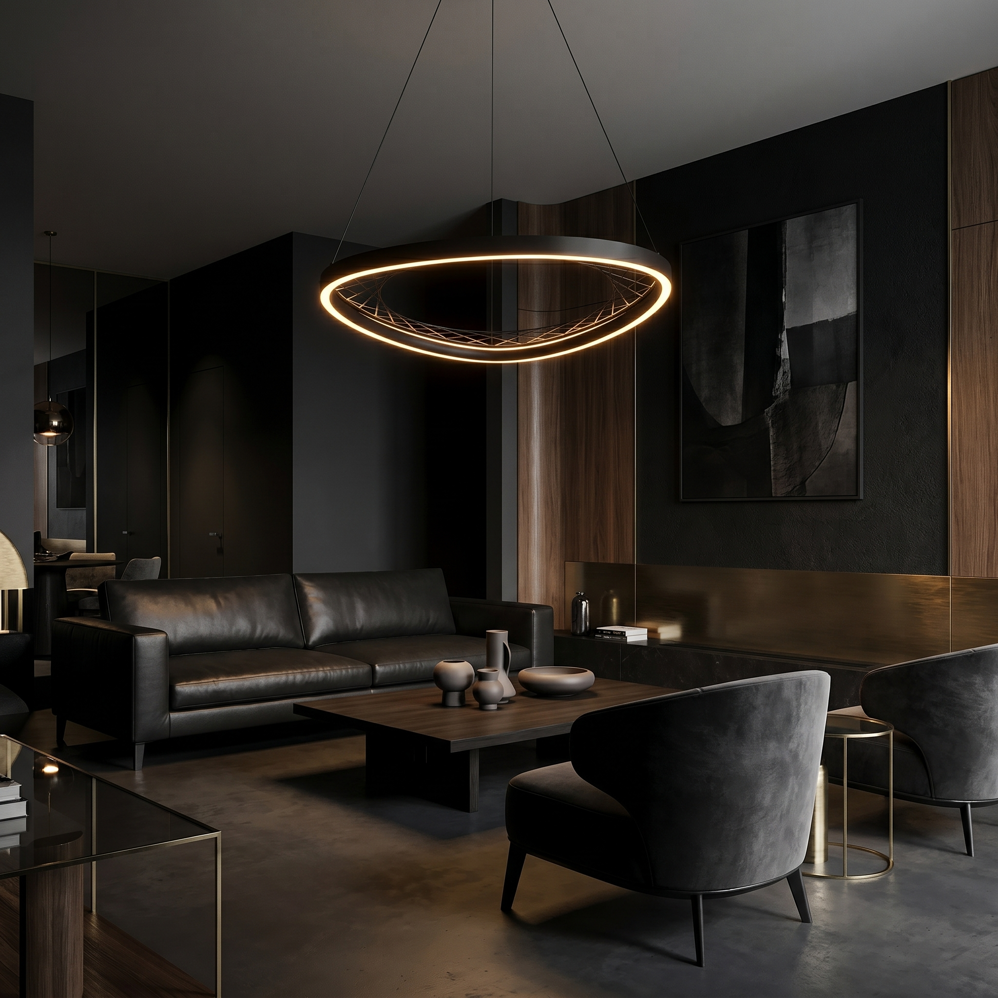 Noir Mesh Halo Chandelier