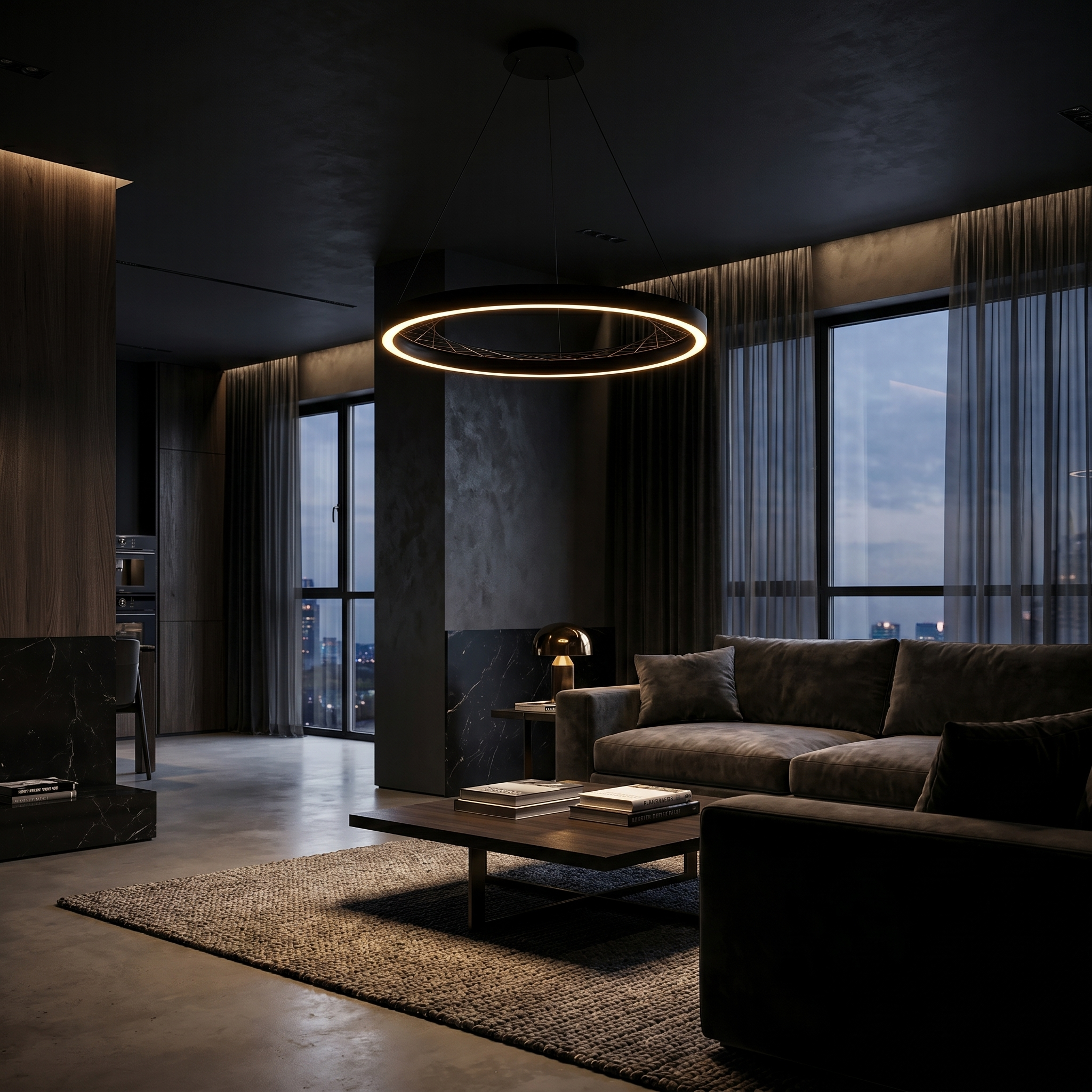 Noir Mesh Halo Chandelier