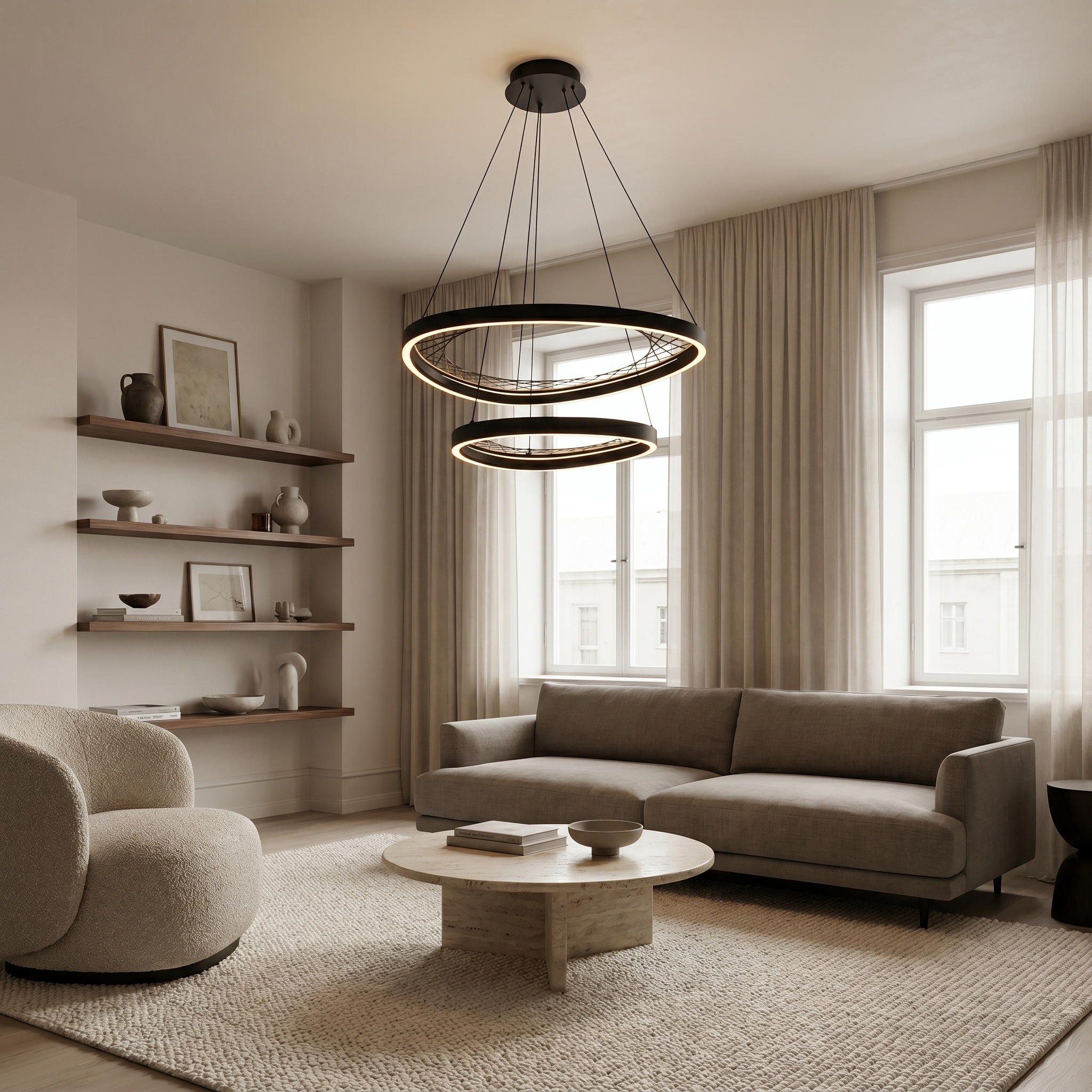 Noir Dual Halo Chandelier