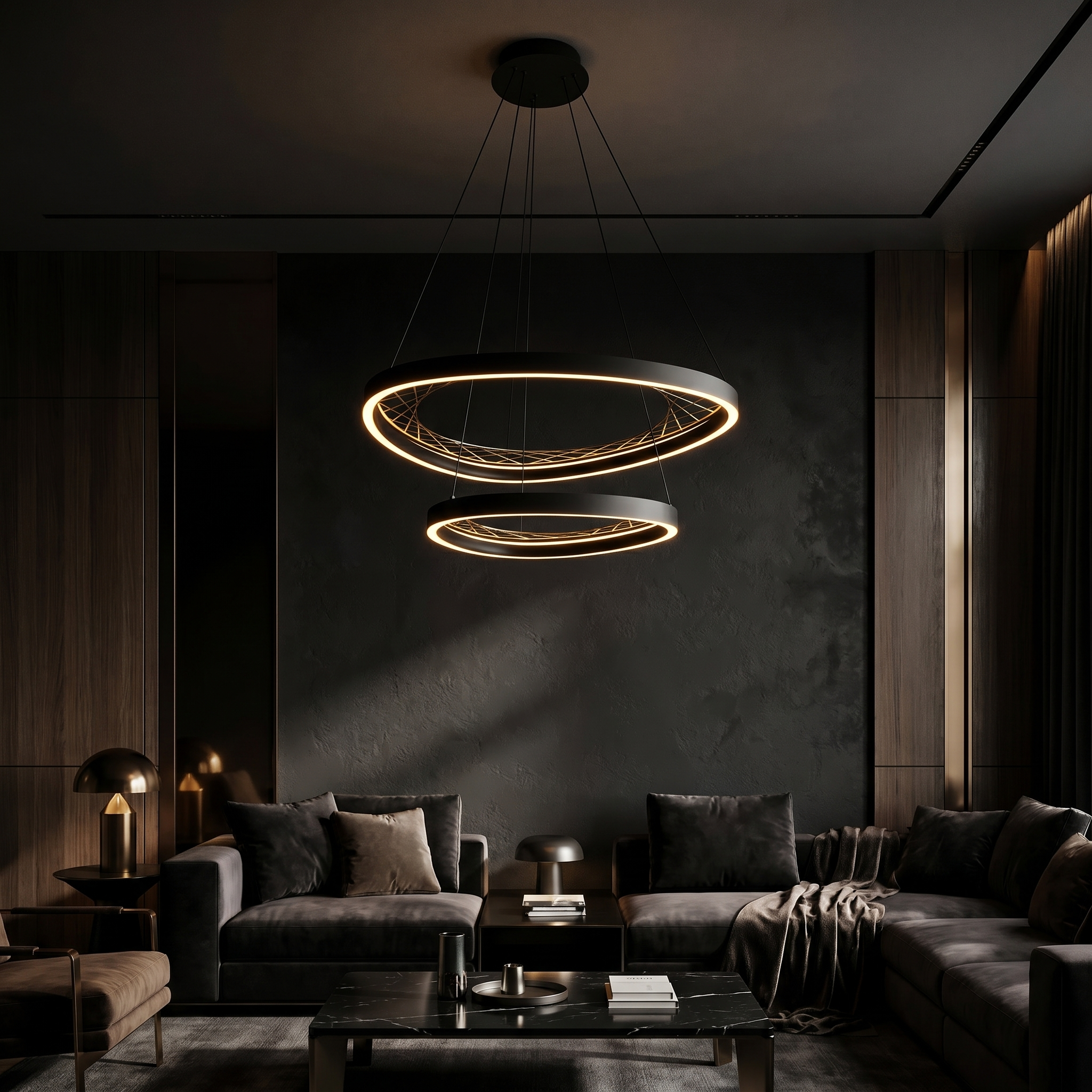 Noir Dual Halo Chandelier